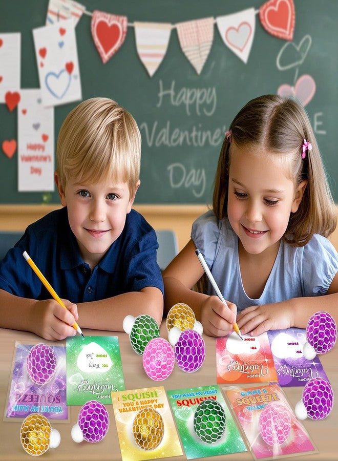 spring flower SpringFlower 24 Pack Valentines Day Card,Valentines Day with Squeeze Stretch Fidget Toy Ball,Kids School Classroom Valentines Card Gifts Exchange Valentine Party Favors Prize for Kids - Image 4